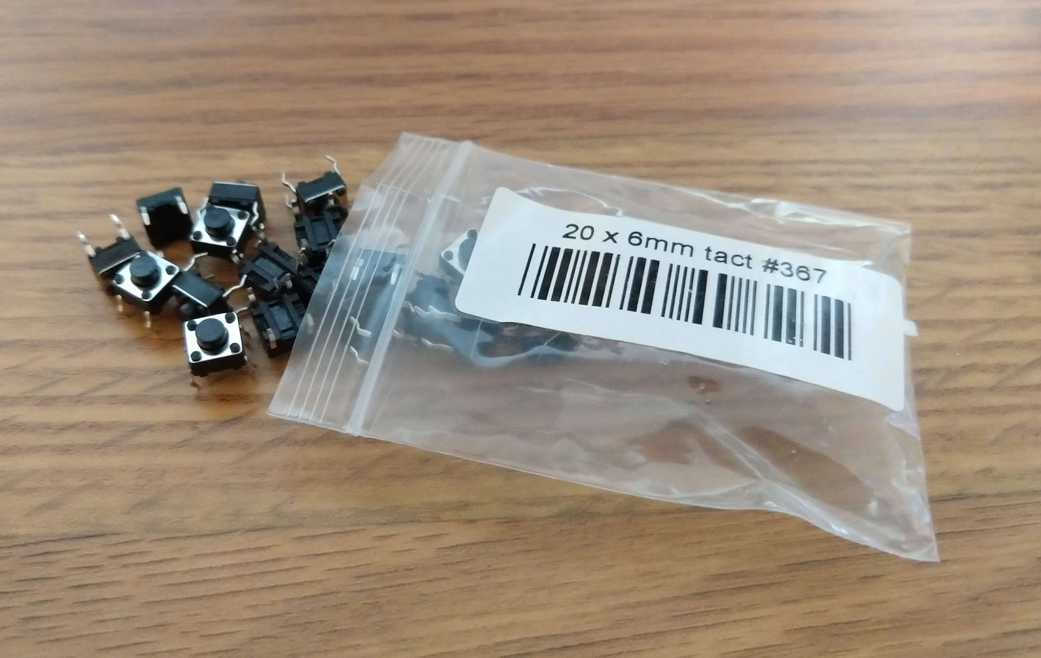 Photo of a packet of 6mm switches